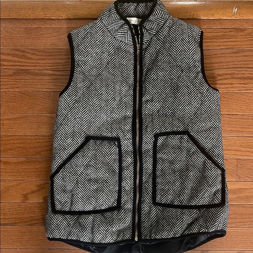 Black and White Herringbone Vest